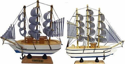 CRAFTSEXPORT Wooden Handcrafted Sailing Ship Boats.. Decorative Showpiece  -  25 cm(Wood, Multicolor)