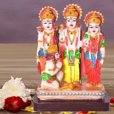 Kitlyn Resin Look Ram Darbar Statue for Pooja Room Idol, Bajrangbali Hanumanji Statue Decorative Showpiece  -  18 cm(Polyresin, Multicolor)