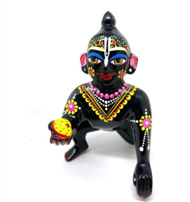 Prayverse Black Laddu Gopal Murti|Ladoo Gopal|Sawariya Laddoo Gopal|Bal Gopal|Ladu Gopal Decorative Showpiece  -  8 cm(Brass, Black)