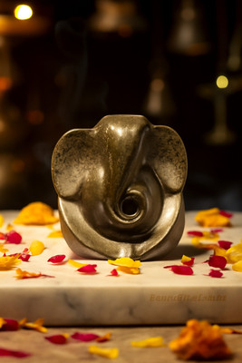 Divine Crystal Ocean Pyrite Lord Ganesha Idol (3×3 Inch) – Wealth & Protection Crystal Statue Decorative Showpiece  -  7.62 cm(Stone, Grey)