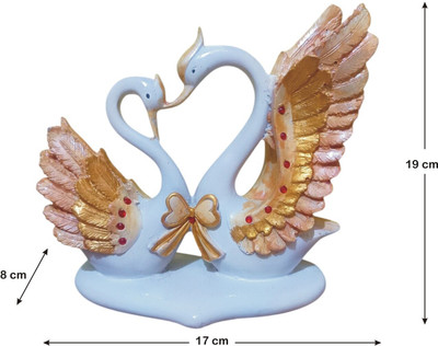 WINSOME COLLECTION Love Birds Swan Saras Pair Couple Statue Animal Fengshui Lucky Gift Item Decorative Showpiece  -  19 cm(Resin, White)