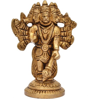 AARGKRAFT Hanuman Anjaneya Pavan Putra Bajrangbali Idol Pawan Putra Murti Moorti Statue Decorative Showpiece  -  9.7 cm(Brass, Gold)