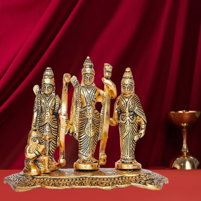 Kitlyn Brass Ram Darbar Statue Idol Ram Sita Laxman Hanuman Murti for Mandir Decorative Showpiece  -  12 cm(Brass, Gold)