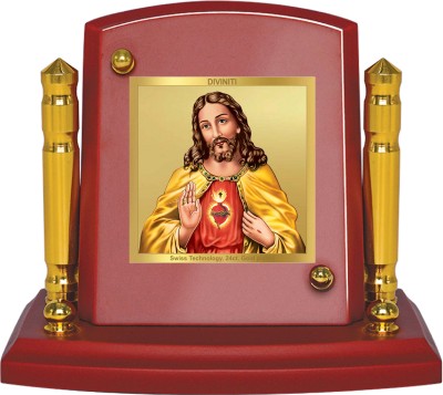 DIVINITI 24K Gold Plated Jesus Christ Photo Frame For Car Dashboard, Home Decor, Table Decorative Showpiece  -  7 cm(Gold Plated, Multicolor)