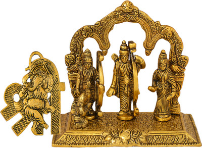 Etsi Bitsi Gold Plated Ram Darbar Statue & Gold Plated Shree Wall Hanging Combo Decorative Showpiece  -  10 cm(Metal, Gold)