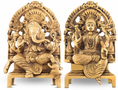 La Grace Brass Lakshmi Ganesh Idol for Puja, Resin Laxmi Ji & Ganesh Ji Statue Decorative Showpiece  -  18 cm(Brass, Yellow)