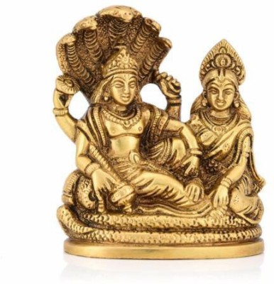 murtify Lakshmi Narayan Idol with SheshNaag, Vishnu Laxmi ji Murti for Home 4 inches Decorative Showpiece  -  6 cm(Brass, Gold)