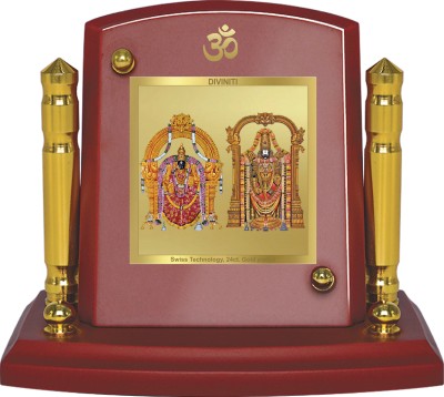DIVINITI Goddess Padmavathi & Lord BalajiIdol PhotoFrame CarDashboard|MDF 1B P+ Decorative Showpiece  -  7 cm(Wood, Brown)