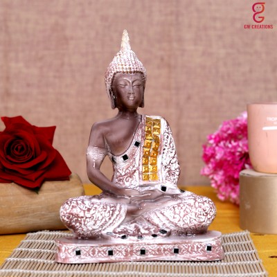 GW Creations Beautiful Lord Gautam Buddhain Meditating Position| Statue for Home Decor| Decorative Showpiece  -  25 cm(Polyresin, Brown, White)