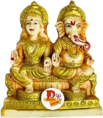 DARIDRA BHANJAN Maa Laxmi Ganesha | Ganesh lakshmi idol | for Diwali Fastival | Laxmi Idol Decorative Showpiece  -  12 cm(Marble, Brown)