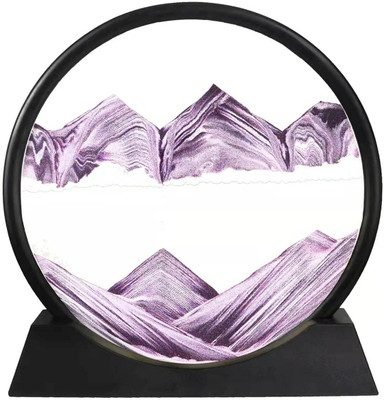 AweStuffs Moving Sand Art Picture Glass Liquid Painting 3D Natural Landscape showpieces Decorative Showpiece  -  20 cm(Glass, Purple)