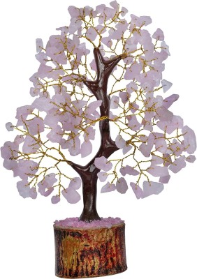 VIBESLE Roae Quartz Tree - Chakra Tree of Life - Feng Shui Tree Decorative Showpiece  -  25 cm(Stone, Pink)