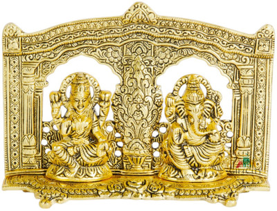 GIFTCITY Brass Laxmi Ganesh Statue Golden Metal Murti 21 Length x 5 Width x 16 Height. Decorative Showpiece  -  16 cm(Brass, Metal, Gold Plated, Gold)