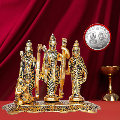 NOKTUS Ram Darbar / Ram Sita Laxman and Hanuman Murti - Laxmi Ganesh Silver Pooja Coin Decorative Showpiece  -  12 cm(Metal, Gold)