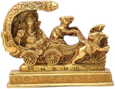TARANG ARTS Brass Ganesha Rath Idol for Home/Car Dashboard/Table/Office/Gifts (3x4 Inch) Decorative Showpiece  -  4 cm(Brass, Gold)