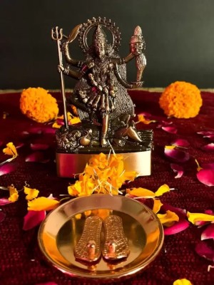 DARIDRA BHANJAN Goddess Maha Kali, Mahakali, Kalika Maa Brass Statue Decorative Showpiece  -  12 cm(Metal, Brown)