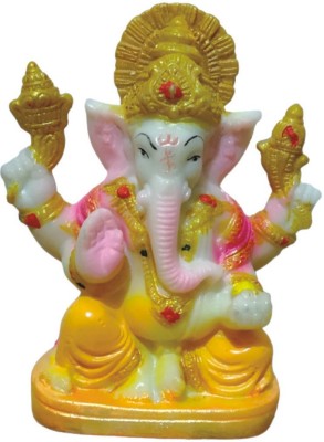 WINSOME COLLECTION Ganesha Ganpati Gajanan Statue (Unbreakable) Idol Murti Decorative Showpiece Decorative Showpiece  -  14 cm(Fiber, Yellow)