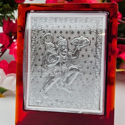 Parasmoni Silver Hanuman Photo Frame with Silver Work| god Photo Frame (Pack of 1) Decorative Showpiece  -  11 cm(Silver Plated, Silver)