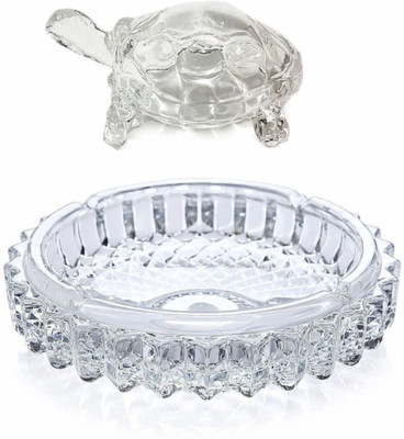 braj bazar Crystal Glass Turtle Plated Feng Shui Tortoise Plate Vastu Yantra Feng Sui Decorative Showpiece  -  6 cm(Crystal, White, Clear)