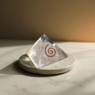 Stubbon Clear Quartz Mini Orgonite Pyramid – Healing Crystal Energy Generator for Vastu Decorative Showpiece  -  3 cm(Crystal, Clear)