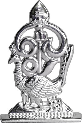SCO Om vel with Peacock Idol | vel with stand |Lord Murugan vel car,home,office,Puja Decorative Showpiece  -  6.4 cm(Metal, Silver)