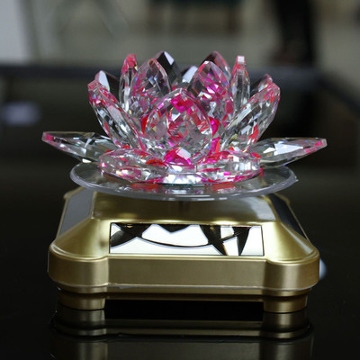 BHAGYA G Auto Rotate Crystal Lotus Fengshui Good Luck Item Flower Vastu Best Diwali Gift Decorative Showpiece  -  9.8 cm(Crystal, Clear)