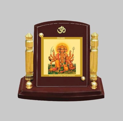 DIVINITI Lord Panchmukhi Hanuman Ji God Idol PhotoFrame Car Dashboard|MDF 1B P+ Decorative Showpiece  -  7 cm(Wood, Brown)