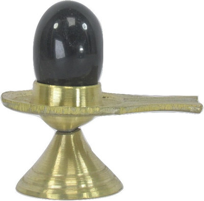 MOKSHA Shivling with Argha. Decorative Showpiece  -  7.5 cm(Stone, Black, Gold)