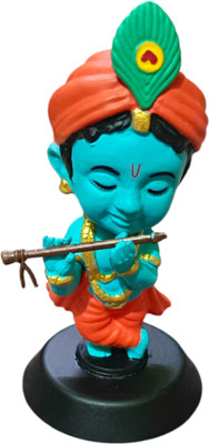 One Point Collections Safe Travels with Krishna: The Perfect Dashboard Companion Decorative Showpiece  -  9 cm(Plastic, Blue, Orange)