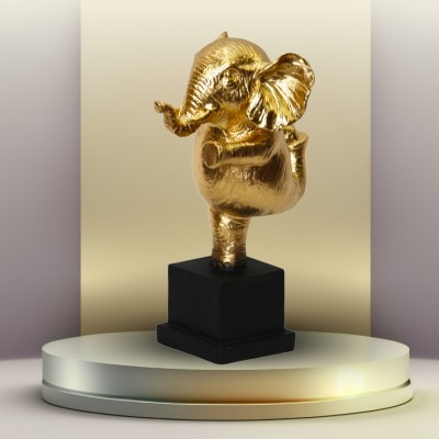 Flipkart SmartBuy Resin Elephant Showpiece - Elegant Home Decor - Symbol of Strength and Wisdom Decorative Showpiece  -  19 cm(Polyresin, Black, Gold)