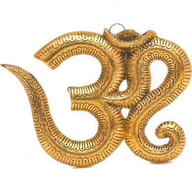 Bhavikaa Metal OM Symbol for Religious Sculptor Wall Hanging (w x h - 19 x 15.3 cm, Gold) Decorative Showpiece  -  15.3 cm(Metal, Gold)