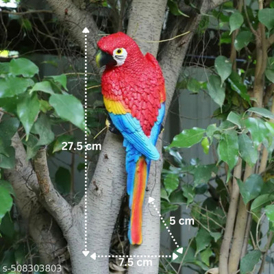 Vikarafty Wall Parrot for Home Parrot for Garden Home Decoration Birds for Garden Red Decorative Showpiece  -  27.5 cm(Polyresin, Red)
