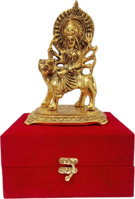 GIFTCITY Gold Plated Durga Maa Idol Murti Statue For Home Decor With Velvet Gift Box Decorative Showpiece  -  20 cm(Metal, Gold Plated, Gold)