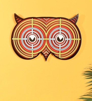 APS Art Plus Store Wooden Owl Eye Wooden Showpiece For Wall Decor, Unique 3D Wall Mask Decorative Showpiece  -  34 cm(Wood, Orange)