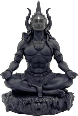 Saugat Traders Adiyogi Shiva Idol for Car Dashboard, Home - Shiv Ji Murti - Shiva Statue Gift Decorative Showpiece  -  9 cm(Polyresin, Black)