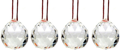 shakti Hanging Clear Crystal Ball 40mm Combo of 4 Decorative Showpiece  -  6 cm(Crystal, Clear)