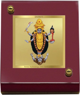 DIVINITI Maa Kali Idol Photo Frame & CarDashboard |MDF 1B & 24K GoldPlated Foil (1 PACK) Decorative Showpiece  -  5.5 cm(Gold Plated, Multicolor)
