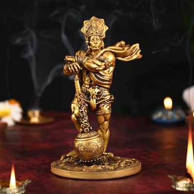 ARTARIUM Marble Dust and Resin Lord Bahubali Hanuman Idol Statue Bajrang Bali Decorative Showpiece  -  19.8 cm(Resin, Brown)