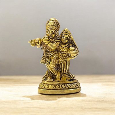 Shri Ji Collection Creatives Brass Radha Krishna Murti Idol Decorative Showpiece  -  7 cm(Brass, Gold)