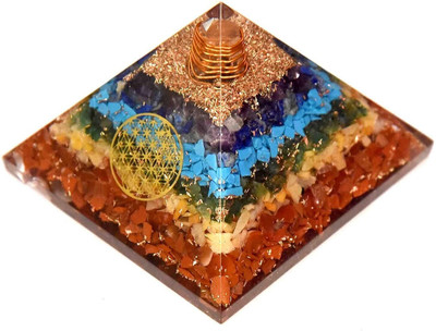 Treemasion Vastu Crystal Seven Chakra Shree Yantra Pyramid (2 Inch) Showpiece Decorative Showpiece  -  2 cm(Stone, Yellow)