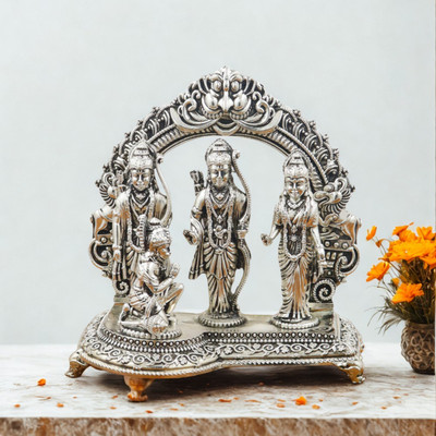 STARLIGHT Silver Plated Ram Darbar Brass Idol Statue for Home & Office Decorative Showpiece  -  15.24 cm(Brass, Silver)