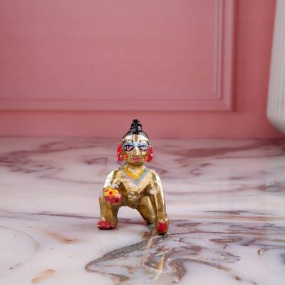 Jagyash Laddu Gopal God Idol 6 cm Religious Idol & Figurine Brass Multicolor Decorative Showpiece  -  6 cm(Brass, Multicolor)