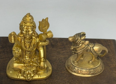 divyasathus Shiv ji and Nandhi Murti Collection, with Relax mudra and Traditional Poses Decorative Showpiece  -  15 cm(Brass, Gold)
