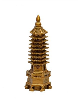 Feng Shui Art Vastu / Education Tower For Academic Success For Child's Study Table Decorative Showpiece  -  15 cm(Polyresin, Gold)
