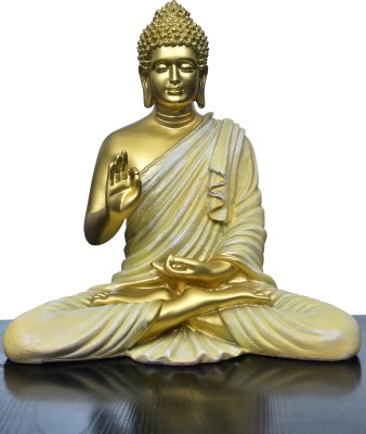 ANAVADYA Beautiful Sitting Buddha Idol Statue for Home & Garden Living Room - 15 Inch Decorative Showpiece  -  40 cm(Polyresin, Gold)