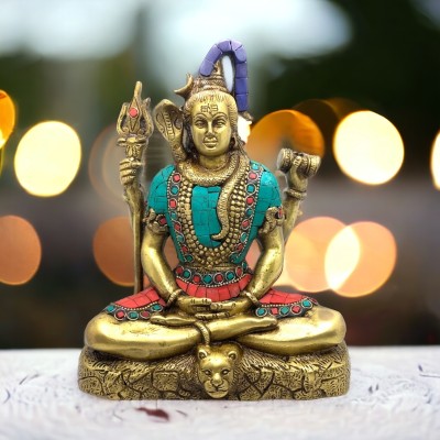 SATVANG Lord Shiva Decorative Showpiece  -  21 cm(Brass, Gold)
