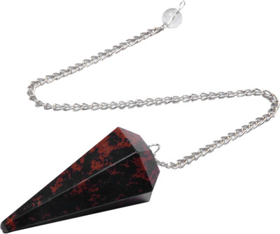 EXCEL Pendulum Dowsing Healing Crystal Chakra Reiki Divination Gemstone Quartz Chain Point Tool Balancing Stone Hand Carved-Mahogony Jasper Six Faceted Decorative Showpiece  -  4.5 cm(Crystal, Red)