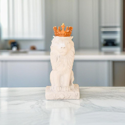 Miss Peach Majestic Resin Lion Statue: Symbol of Strength and Grace for home decor,office Decorative Showpiece  -  29.2 cm(Polyresin, White)