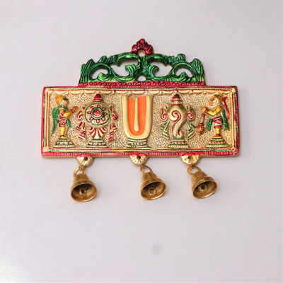 KridayKraft Tirupati Balaji Shankh Chakra Tilak with Hanuman ji and garud Statue Decorative Showpiece  -  16 cm(Aluminium, Multicolor)