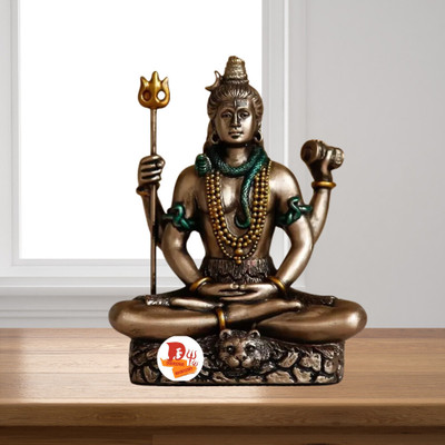 SBBCO Shiv ji Statue For Pooja I Shiva Idol I Bholenath I Mahakal, Adiyogi | Shankar Decorative Showpiece  -  10 cm(Resin, Brown)